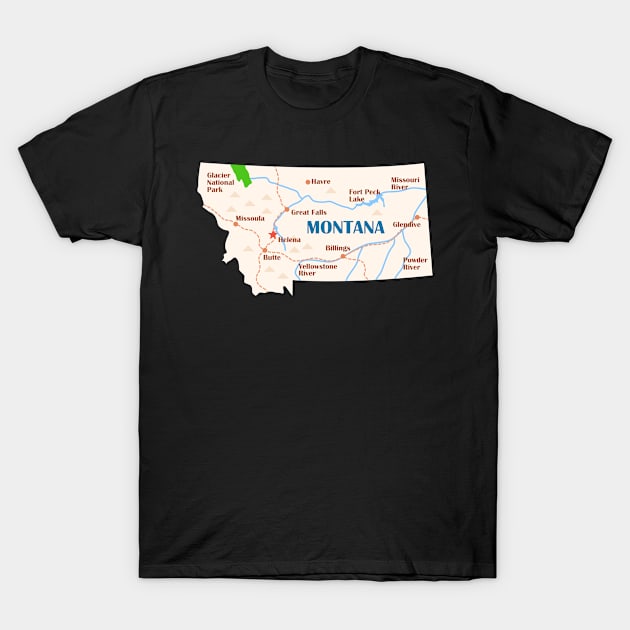 Montana Map Design for proud Montanans T-Shirt by c1337s